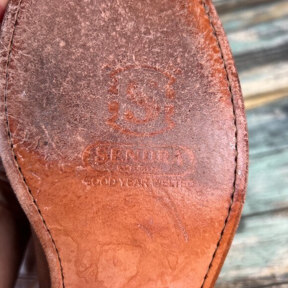 Sendra Knee High Boots Womens 8 Brown Leather Riding Moto Studded Biker Western - Picture 14 of 15